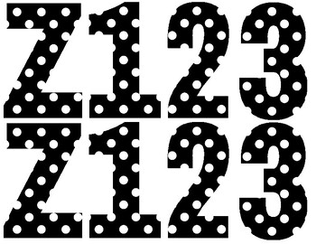 4 Inch Black and White Polka Dot Bulletin Board Letters and Numbers