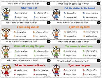 4 Kinds of Sentences Task Cards_Declarative Interrogative Imperative