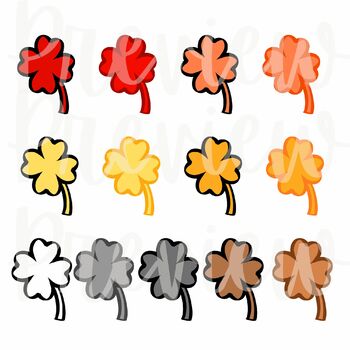 4 Leaf Clover Clip Art in Rainbow Colors for March St. Patrick's