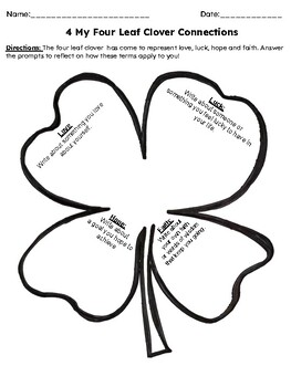 Preview of 4 Leaf Clover Connections - Saint Patrick's Day Writing Template