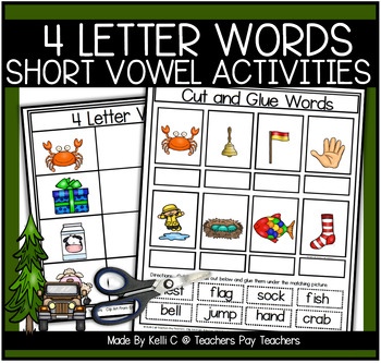 Preview of 4 Letter Short Vowel Words Worksheets Blends and Diagraphs Write The Room