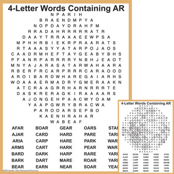 4 Letter Words Containing AR Word Search