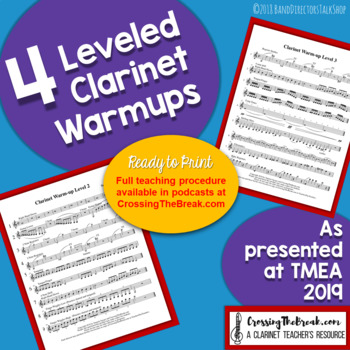 Preview of 4 Leveled Clarinet Warmups for Band FREEBIE