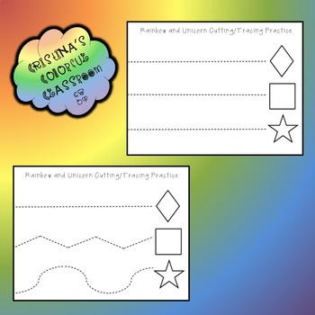 Preview of 4 Leveled Shapes Cutting and Tracing Practice Sheets - Printable PDF Version 2