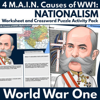 Preview of 4 M.A.I.N. Causes of WW1: NATIONALISM - Worksheet & Crossword Activity Pack