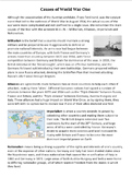 4 M.A.I.N. Causes of World War One - reading + 4 task worksheet