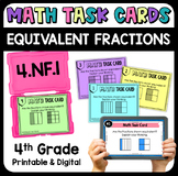 Equivalent Fractions Math Task Cards - Printable & Digital 4.NF.1