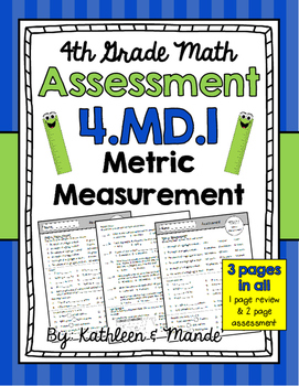 Preview of 4.MD.1 Assessment: Metric Measurement