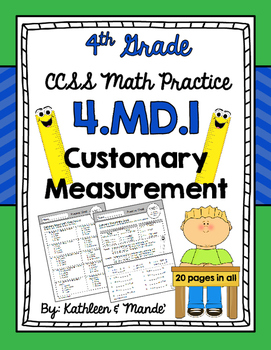 Preview of 4.MD.1 Practice Sheets: Customary Measurement