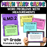 Word Problems with Measurements Math Task Cards with Digit