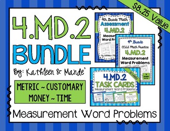 Preview of 4.MD.2 BUNDLE: Measurement Word Problems {Metric, Customary, Time, and Money}