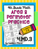 4.MD.3 Area & Perimeter Practice: PARCC Bubble Format