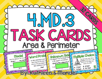 Preview of 4.MD.3 Task Cards: Area & Perimeter