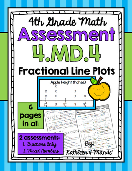 Preview of 4.MD.4 Assessment: Fractional Line Plots {2 Assessments}