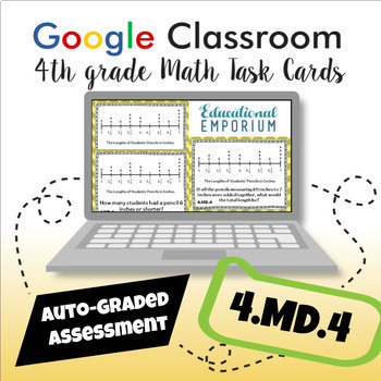 Preview of 4.MD.4 Digital Task Cards ★ Line Plots 4th Grade AUTO GRADED Math Assessment
