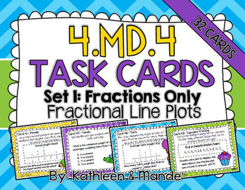 Preview of 4.MD.4 Task Cards: Fractional Line Plots {Set 1: Fractions Only}
