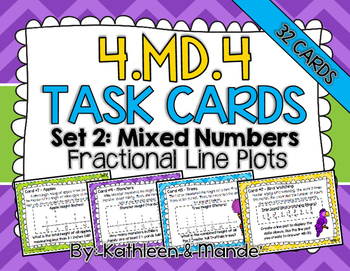 Preview of 4.MD.4 Task Cards: Fractional Line Plots {Set 2: Mixed Numbers}