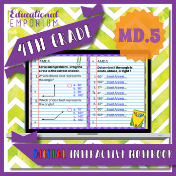 Preview of 4.MD.5 Interactive Notebook: Identify and Measure Angles ⭐ Digital