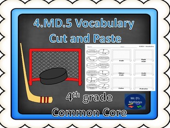 Preview of 4.MD.5 Vocabulary "Cut and Paste" Hockey