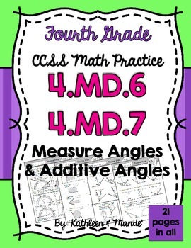 Preview of 4.MD.6 & 4.MD.7 Practice Sheets: Measure & Additive Angles
