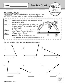 Measuring Angles Worksheets, Grades 4–6