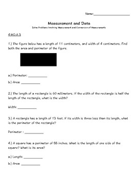 4.MD.A.3 Area and Perimeter by KANEAL | Teachers Pay Teachers