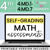 SELF-GRADING 4th Grade Math Tests - Measurement and Data [
