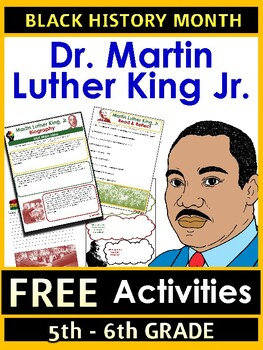 Preview of 4 Martin Luther King Activities : Grades 5-6 MLK JR Black History Month