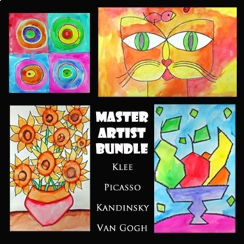 Preview of 4 Master Artist Art Projects BUNDLE | EASY Drawing & Painting Video Lessons