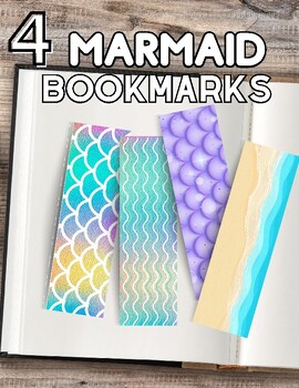 Preview of 4 Mermaid Bookmarks / Printable Bookmarks / PDF