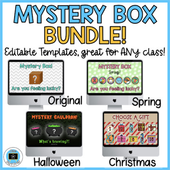 Preview of 4 Mystery Box Game Show Editable Template | Digital | End of Semester Review ESL