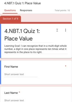 Preview of 4.NBT.1 Google Form Quizzes