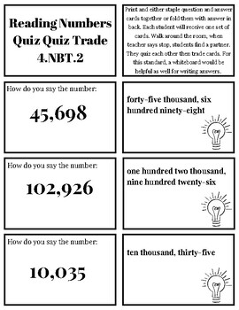 Preview of 4.NBT.2 Quiz Quiz Trade Cards