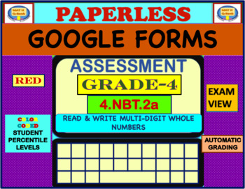 Preview of 4.NBT.2A -READ & WRITE MULTI-DIGIT WHOLE #s- (RED) MULTIPLE-CHOICE ASSESSMENT - 