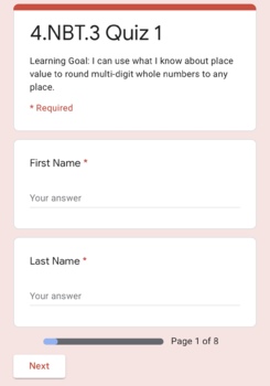 Preview of 4.NBT.3 Google Form Quizzes