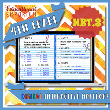 Preview of 4.NBT.3 Interactive Notebook: Round Whole Numbers for Google Classroom™