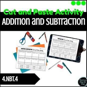 Preview of 4.NBT.4 Multi-digit Addition &Subtraction with Regrouping Cut and Paste Activity