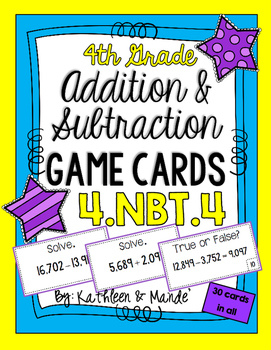Preview of 4.NBT.4 Game Cards: Multi-Digit Addition & Subtraction