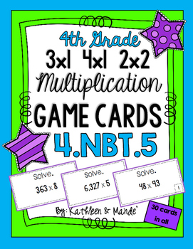 Preview of 4.NBT.5 Game Cards: 3x1, 4x1, and 2x2 Digit Multiplication