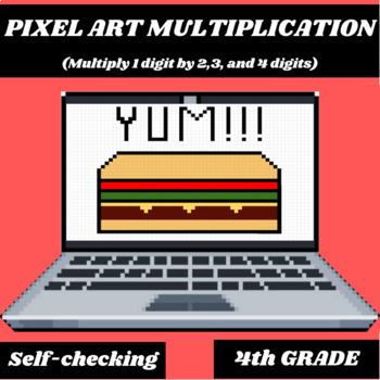 Preview of 4.NBT.5 Pixel Art Multiplication Review 1 digit by 2, 3, and 4 Digit