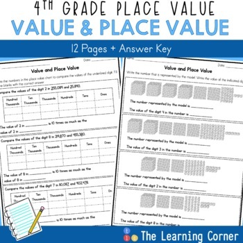 Preview of 4.NBT.A.1 Value and Place Value Worksheets