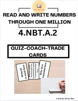 Preview of 4.NBT.A.2 Double sided cards: quiz-coach-trade