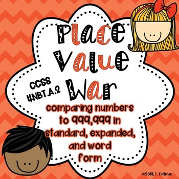 Preview of 4.NBT.A.2 NO PREP Math Game- Place Value War: Comparing Numbers