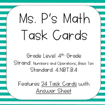 Preview of 4.NBT.B.4 Add and Subtract within 10000 Task Cards | Distance Learning