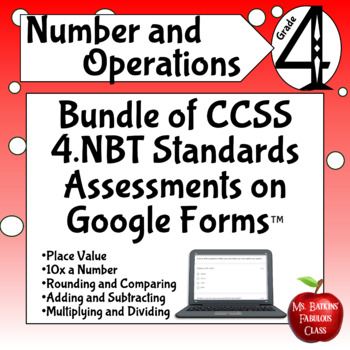Preview of 4.NBT Number & Operations in Base Ten Bundle 4th Grade Digital Math Assessments