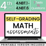 SELF-GRADING 4th Grade Math Tests - All NBT Standards [DIG