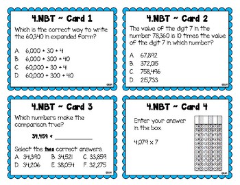 4 Nbt Test Prep Task Cards Numbers Base Ten 4 Nbt 1 6 Tpt