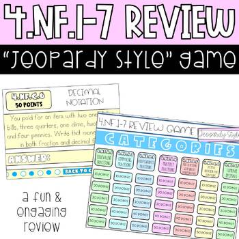 Preview of 4.NF.1-7 Fraction & Decimals "Jeopardy Style" Review Game | Math Game