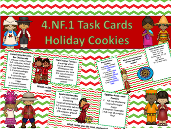 Preview of 4.NF.1 International Cookie Task Cards