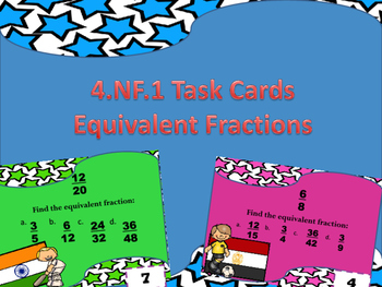 Preview of 4.NF.1 Task Cards Equivalent Fractions